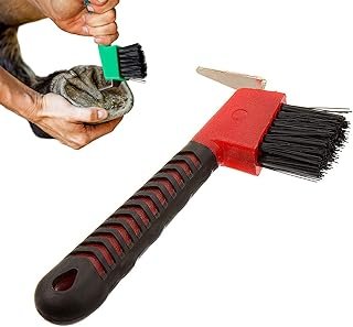 DHinkyoung Horse Hoof Pick Brush with Handle, Sturdy Hoofpick Brush, Horseshoe Brush Horses Hoof Groove Cleaner for Horse...